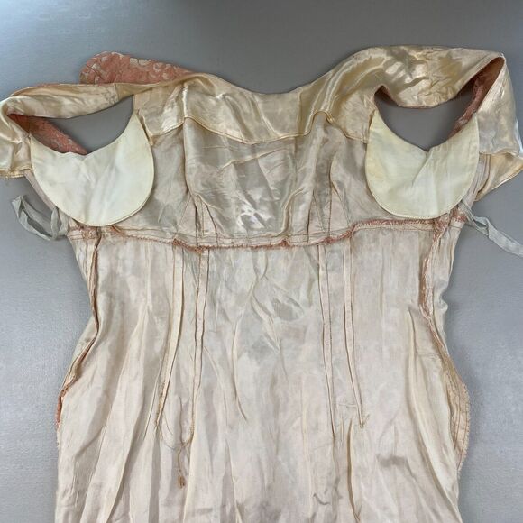 Vintage 50s Dress Womens Small Pink Satin & Lace Midi Wedding Cocktail 36x24x36 - Picture 7 of 14